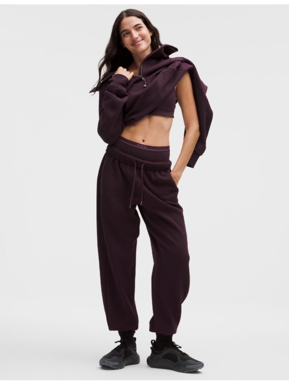 Worn Once! Lululemon Oversized Mid-Rise Scuba Jogger - Black Plum, XS